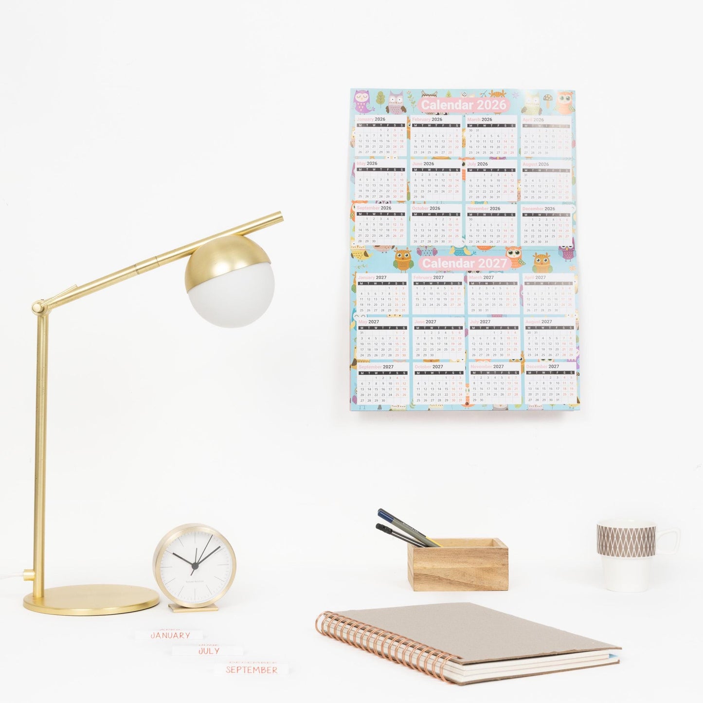 2026 A3 Wall Calendar 5 Columns Family Monthly Planner Staff Rota Family Organiser Month per View owl