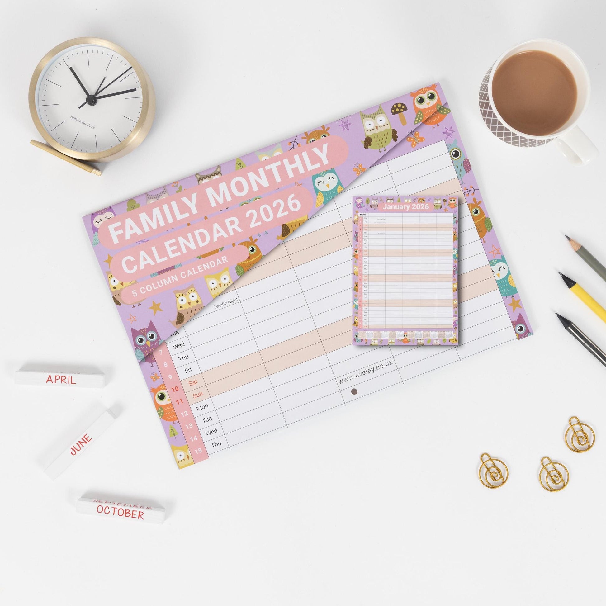 2026 A3 Wall Calendar 5 Columns Family Monthly Planner Staff Rota Family Organiser Month per View owl Etsy