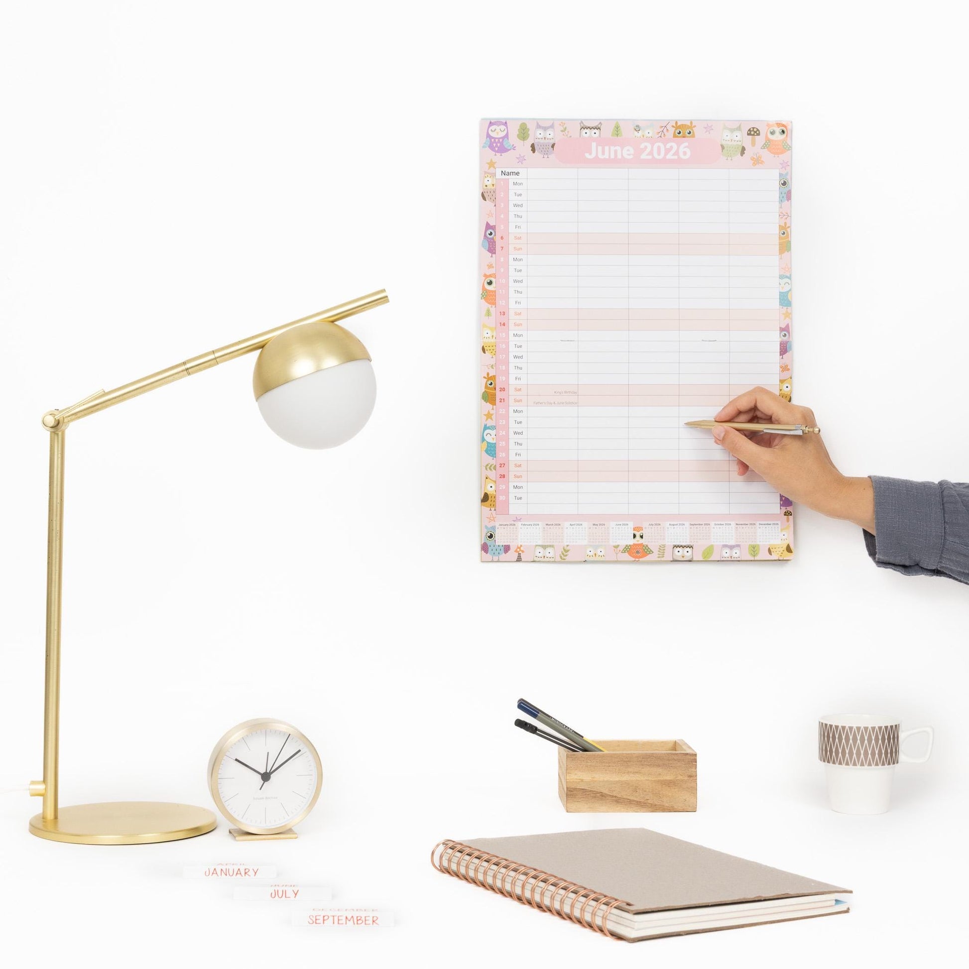 2026 A3 Wall Calendar 5 Columns Family Monthly Planner Staff Rota Family Organiser Month per View owl Etsy