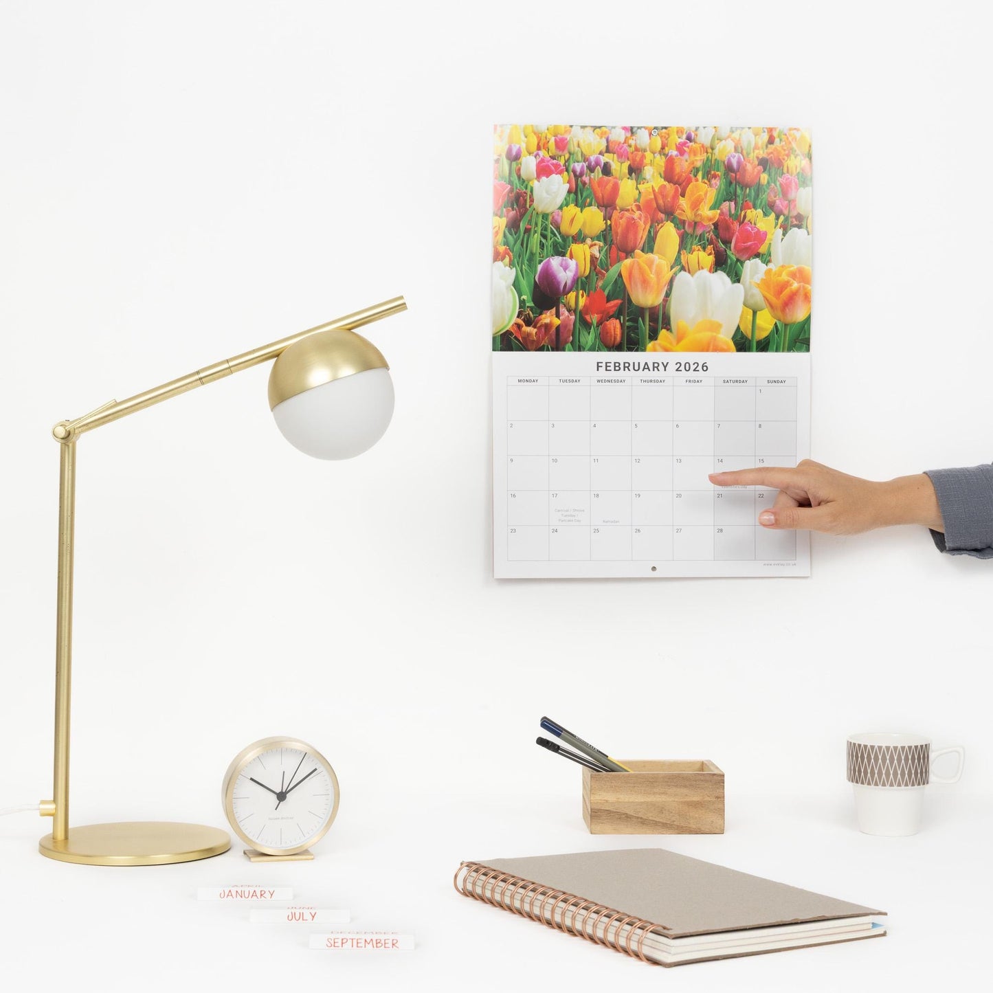 2026 A4 Calendar Flowers Wall Monthly Planner Family Home Organiser 12 Months