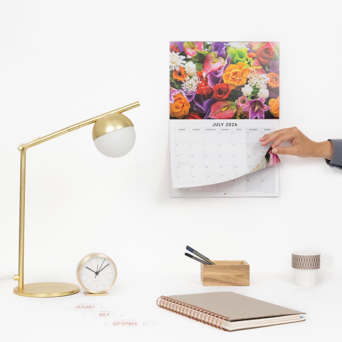 2026 A4 Calendar Flowers Wall Monthly Planner Family Home Organiser 12 Months