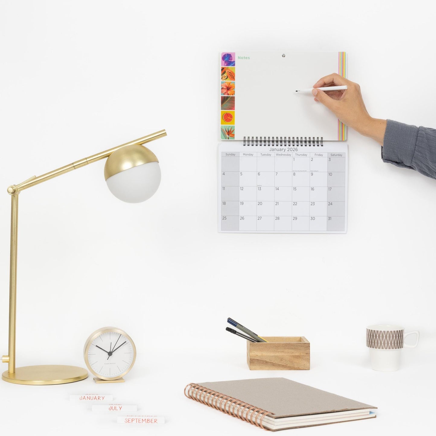 2026 Monthly Memo Board Wall Calendar Family Organiser White Board & Pen