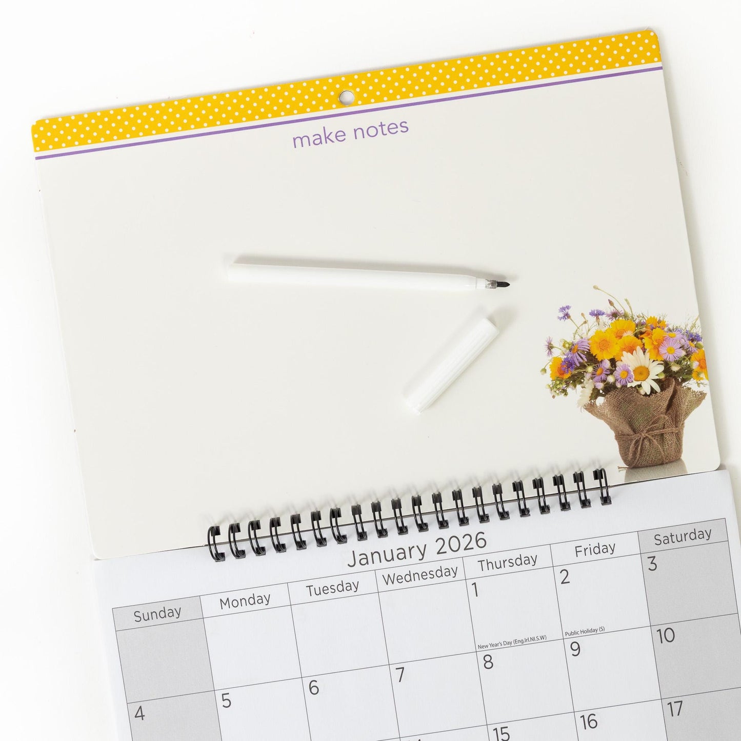 2026 Monthly Memo Board Wall Calendar Family Organiser White Board & Pen
