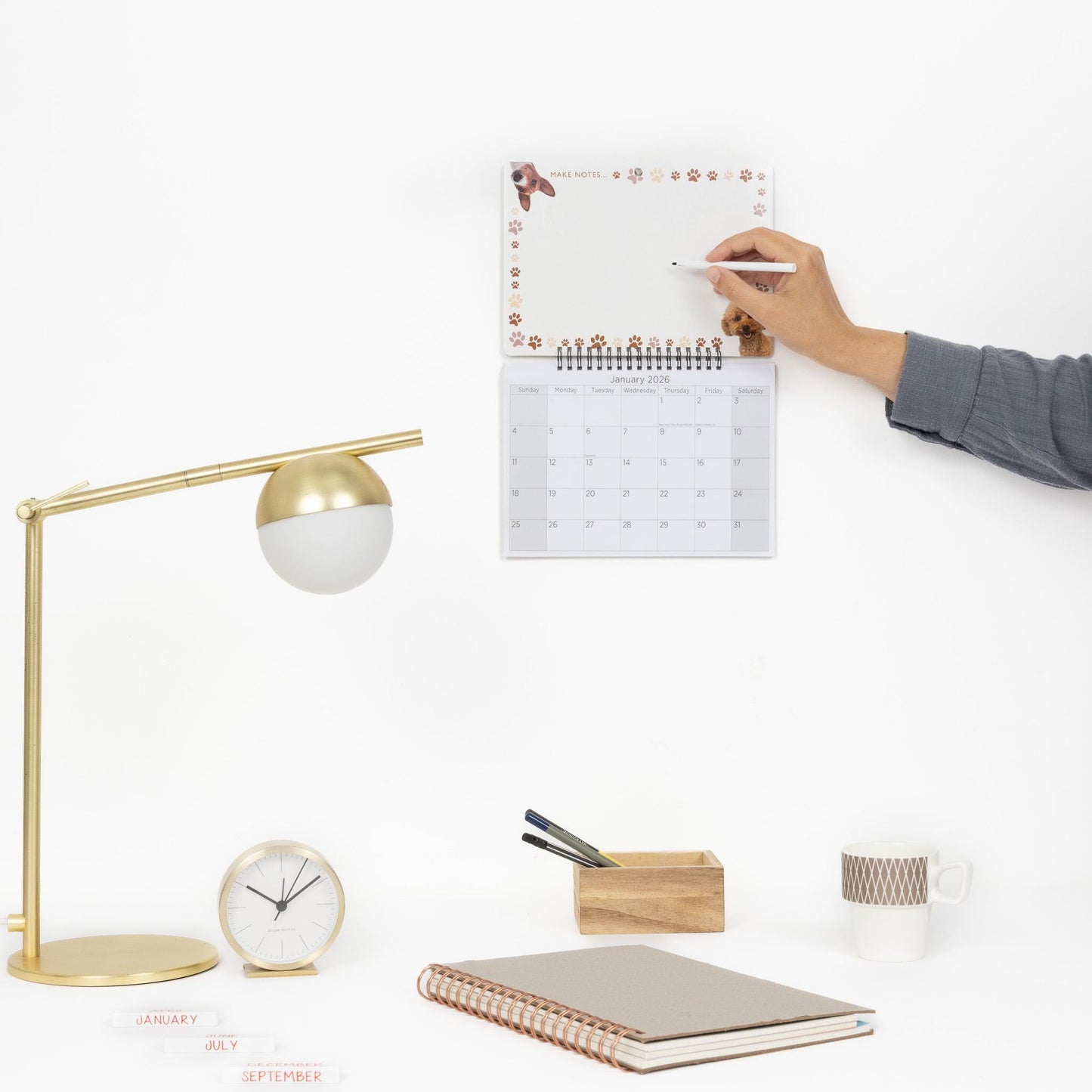 2026 Monthly Memo Board Wall Calendar Family Organiser White Board & Pen