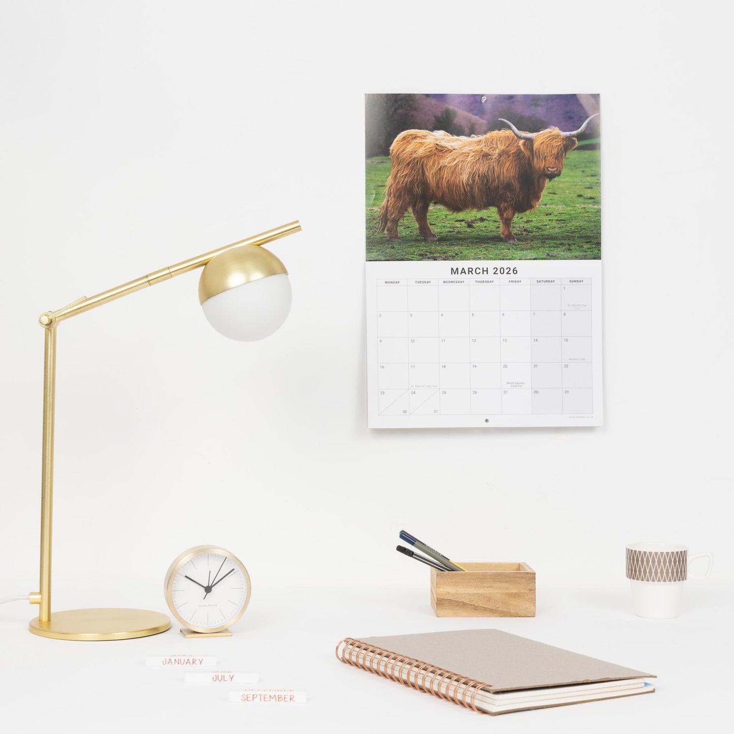2026 Highland Cow Calendar Wall Monthly Planner Family Home Organiser