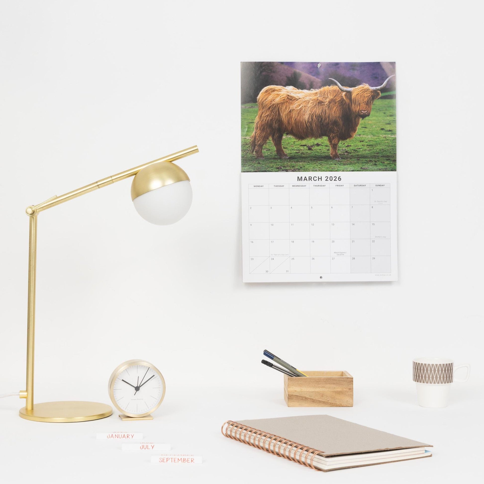 2026 Highland Cow Calendar Wall Monthly Planner Family Home Organiser Etsy