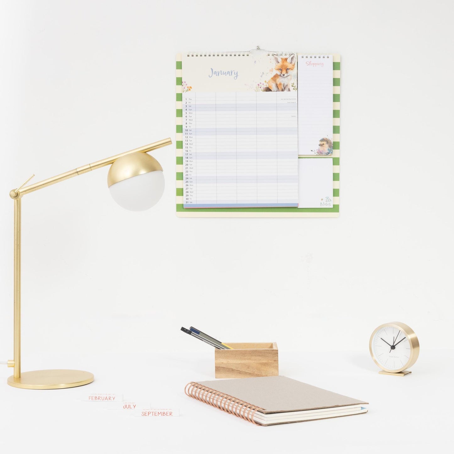 2026 Family Planner 5 Column Calendar Wall Organiser Shopping List & Notepad