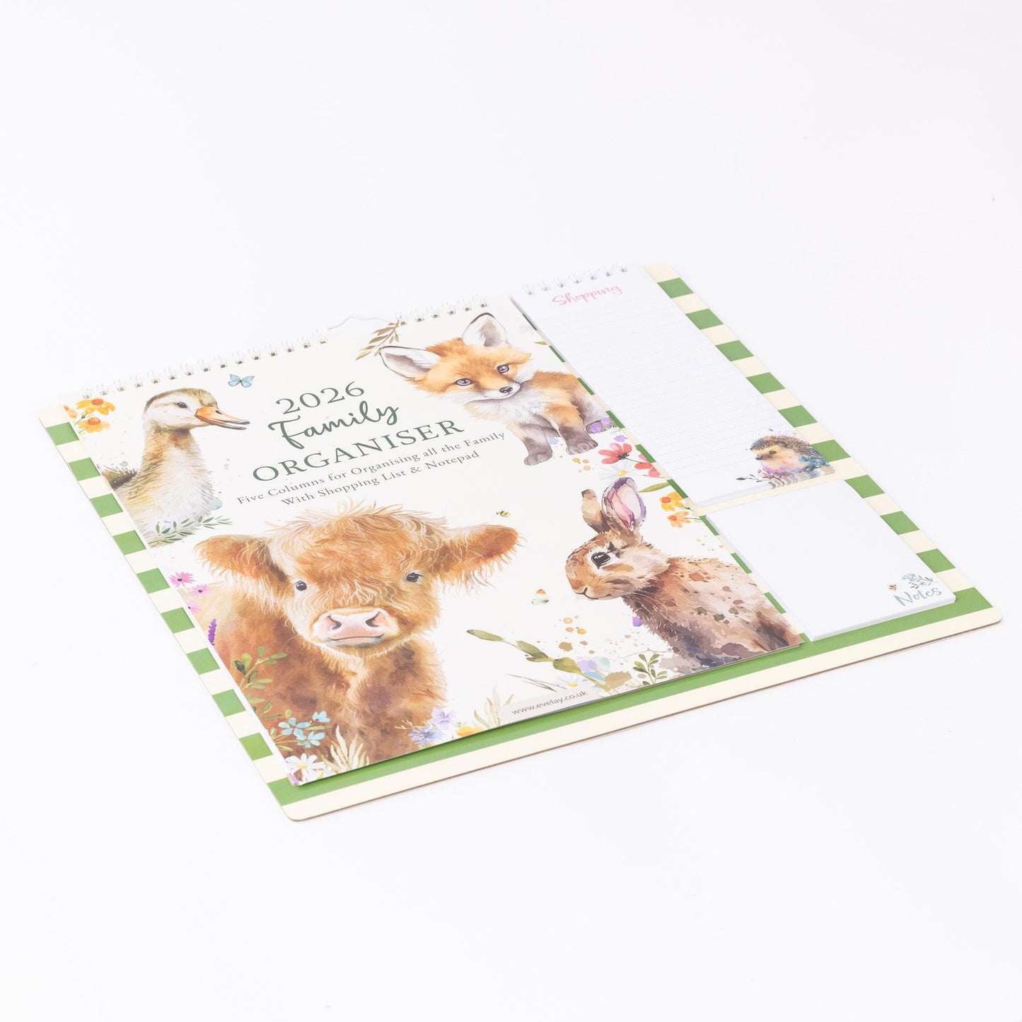 2026 Family Planner 5 Column Calendar Wall Organiser Shopping List & Notepad