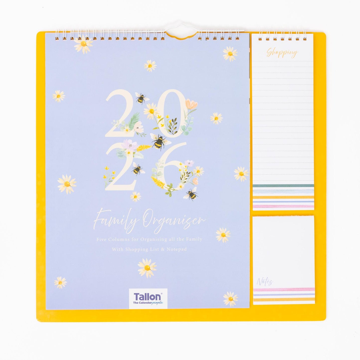 2026 Family Planner 5 Column Calendar Wall Organiser Shopping List & Notepad