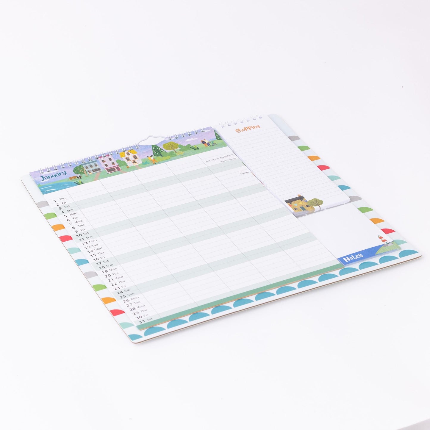 2026 Family Planner 5 Column Calendar Wall Organiser Shopping List & Notepad