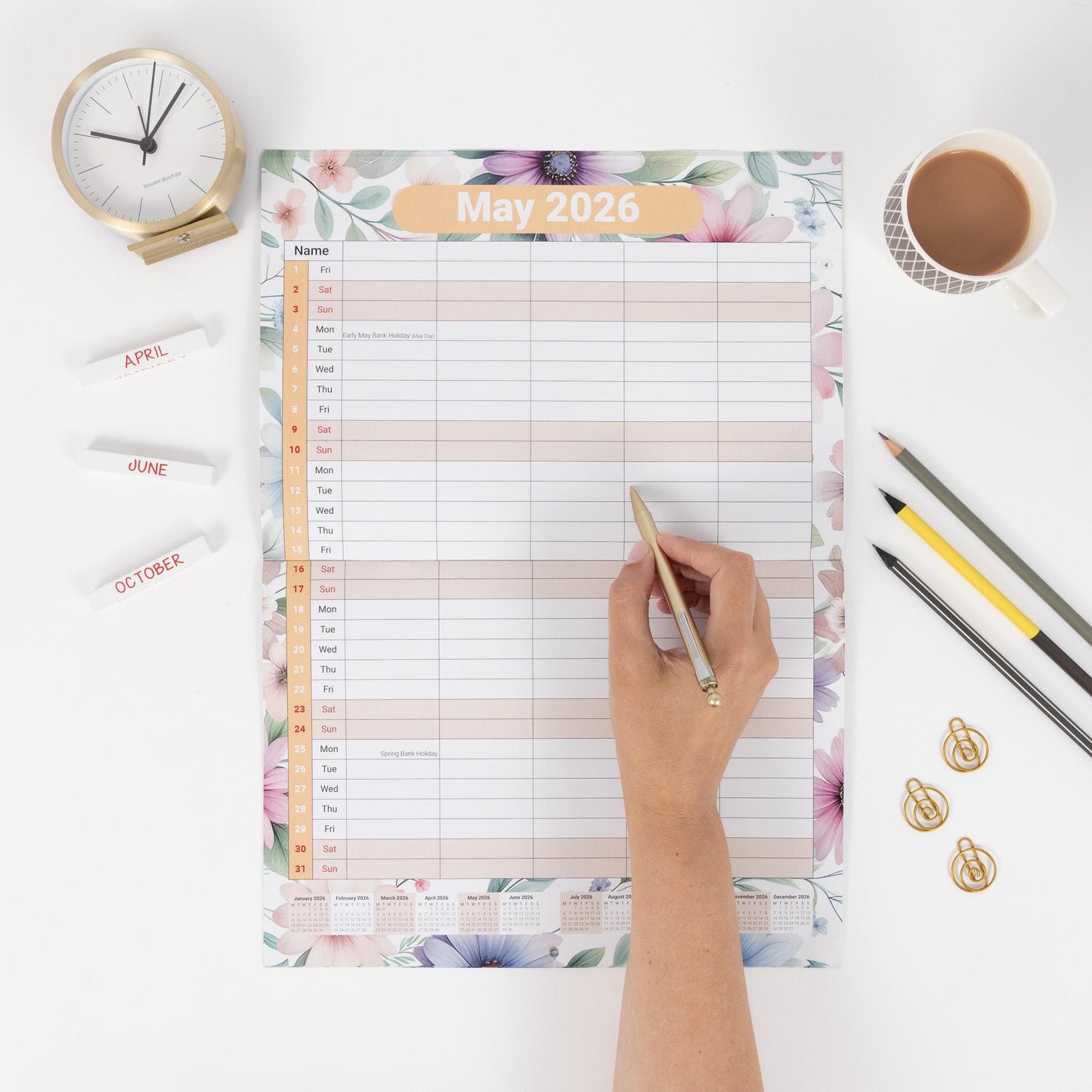 2026 Family Planner Calendar: A3 Wall Organizer, 5 Columns