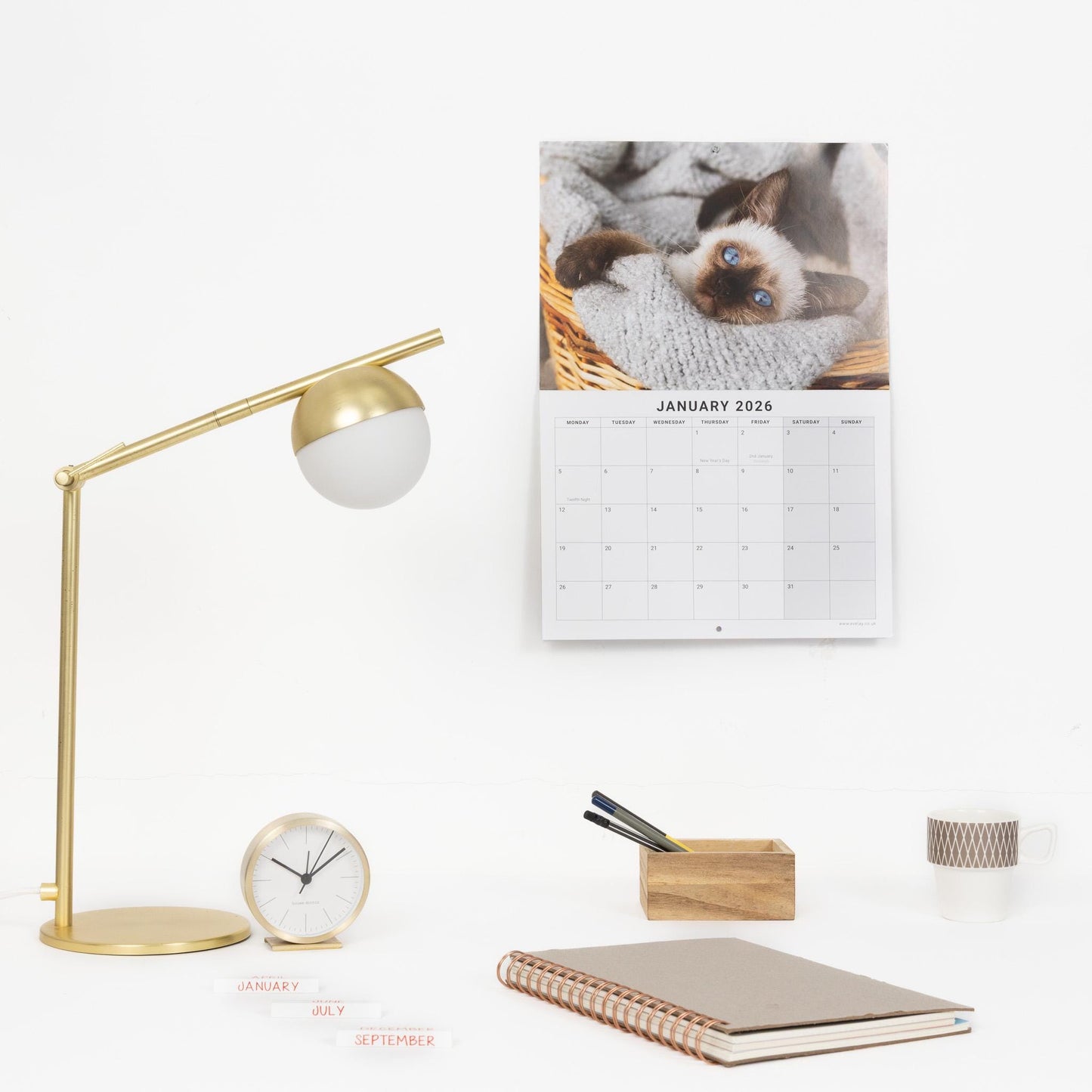 2026 Calendar Seasons Wall Monthly Planner Family Home Organiser 12 Months Seasons kitten