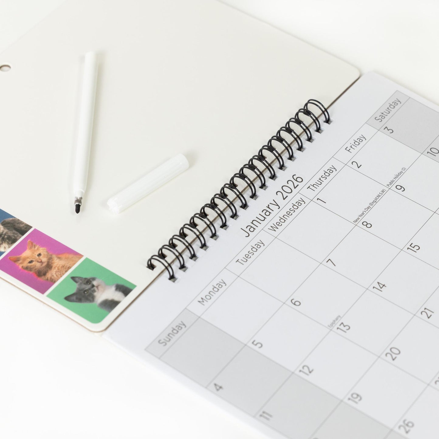 2026 Kitten Monthly Memo Board Wall Calendar Family Organiser White Board & Pen