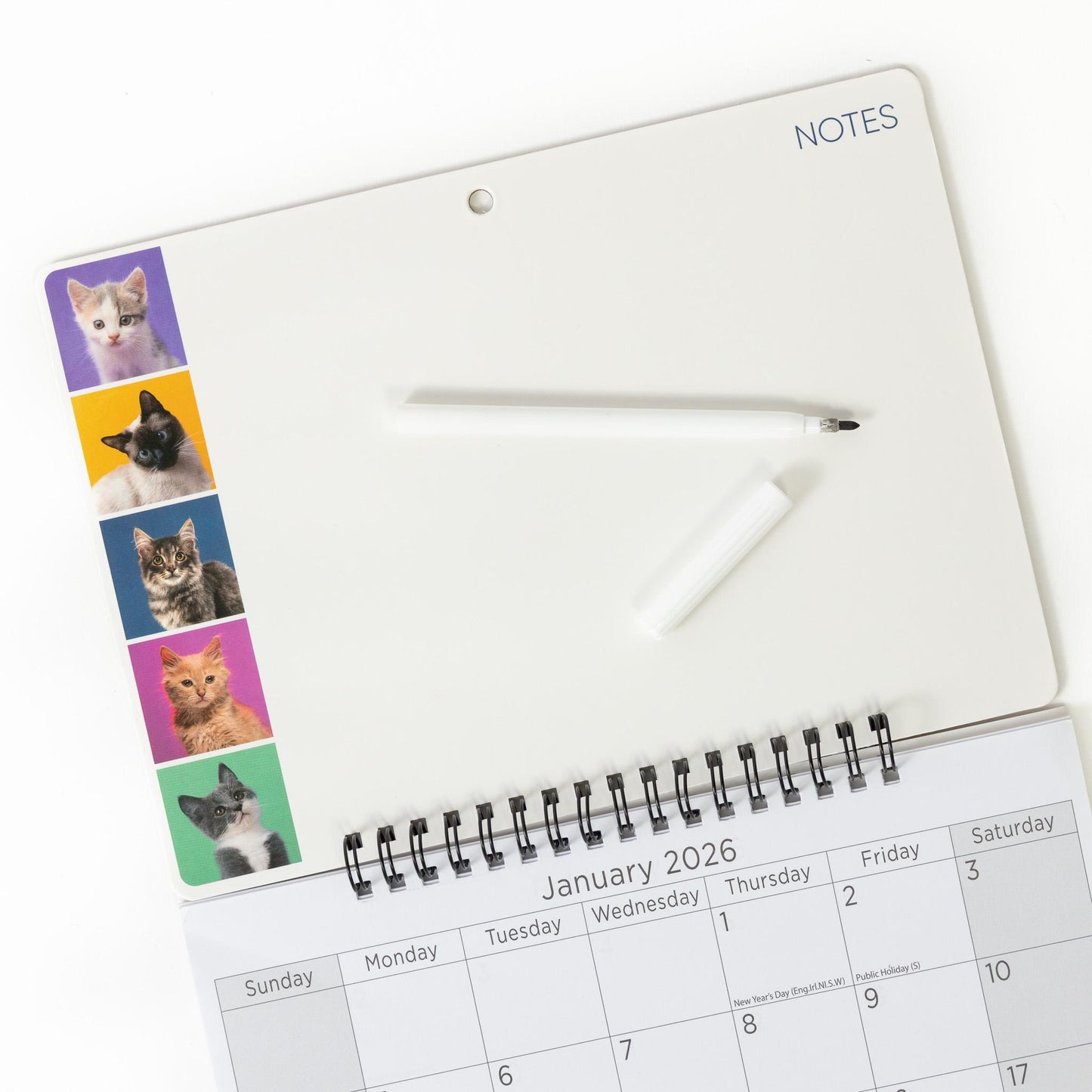 2026 Kitten Monthly Memo Board Wall Calendar Family Organiser White Board & Pen