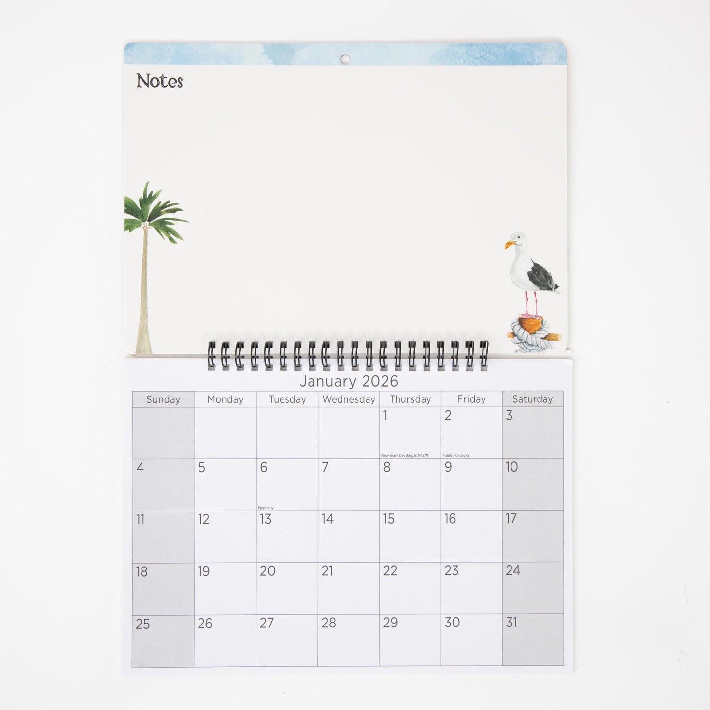 2026 Monthly Memo Board Wall Calendar Family Organiser White Board & Pen seaside