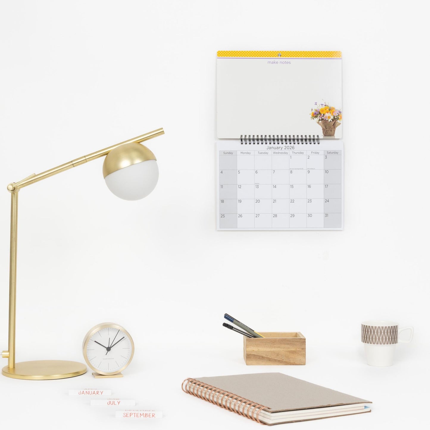 2026 Monthly Memo Board Wall Calendar Family Organiser White Board & Pen