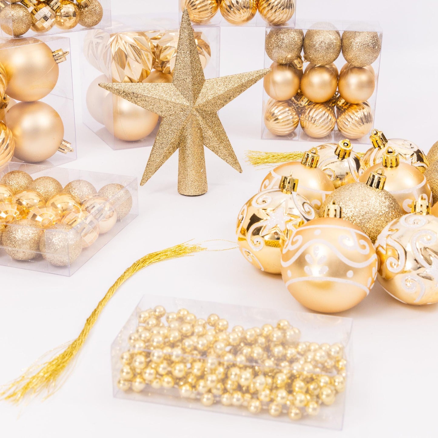 100 Christmas Baubles Tree Hanging Balls Xmas Party Beads Ornament Gold