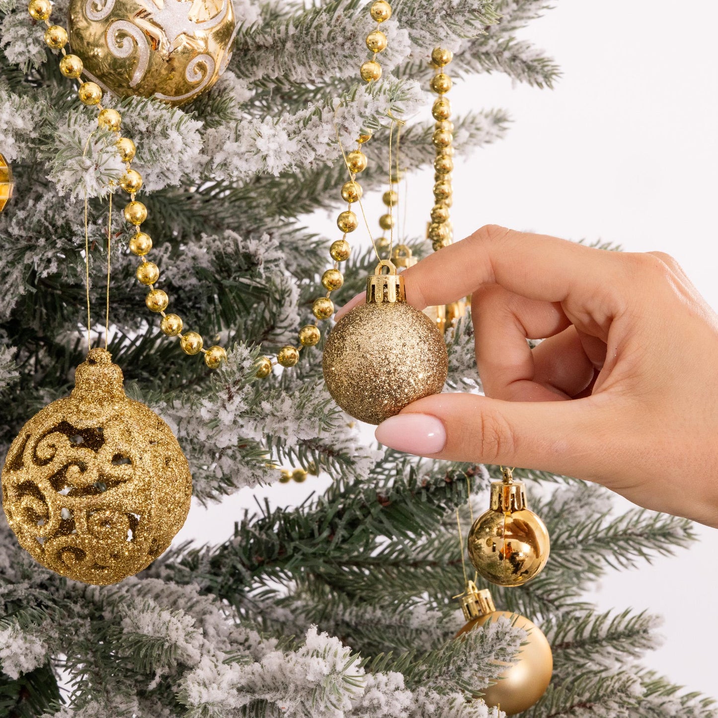 100 Christmas Baubles Tree Hanging Balls Xmas Party Beads Ornament Gold