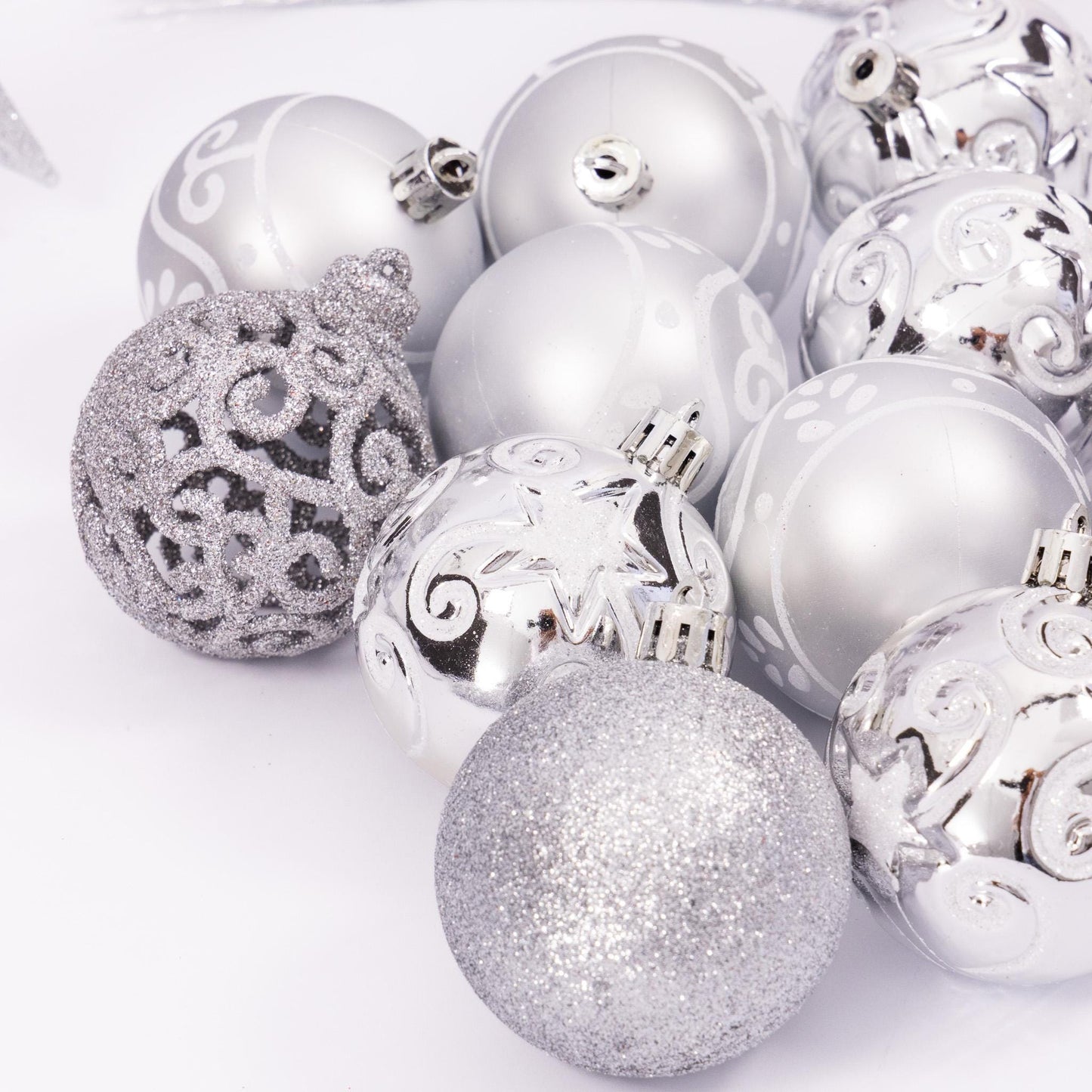 100 Christmas Baubles Tree Hanging Balls Xmas Party Beads Ornament Silver