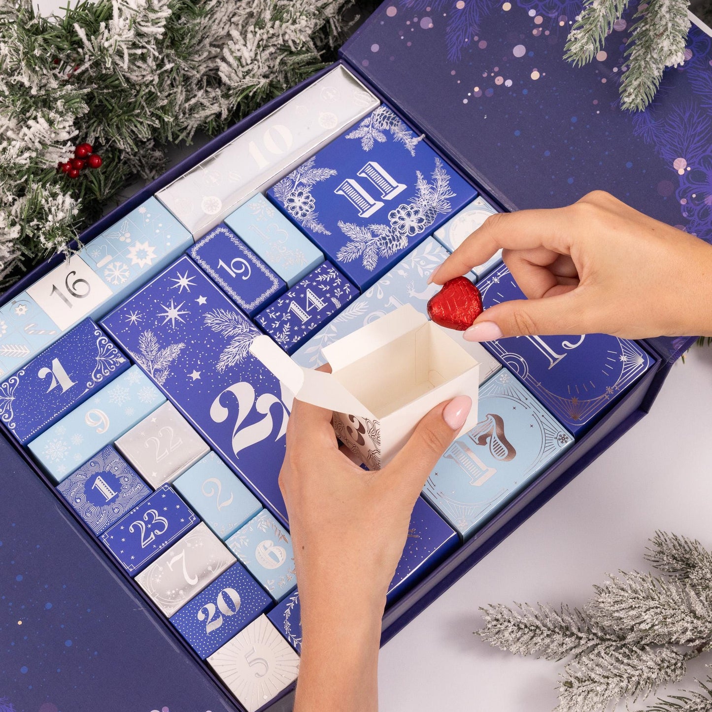 Luxury Christmas Advent Calendar Fill your Own 1-24 Day Boxes Countdown Ribbon