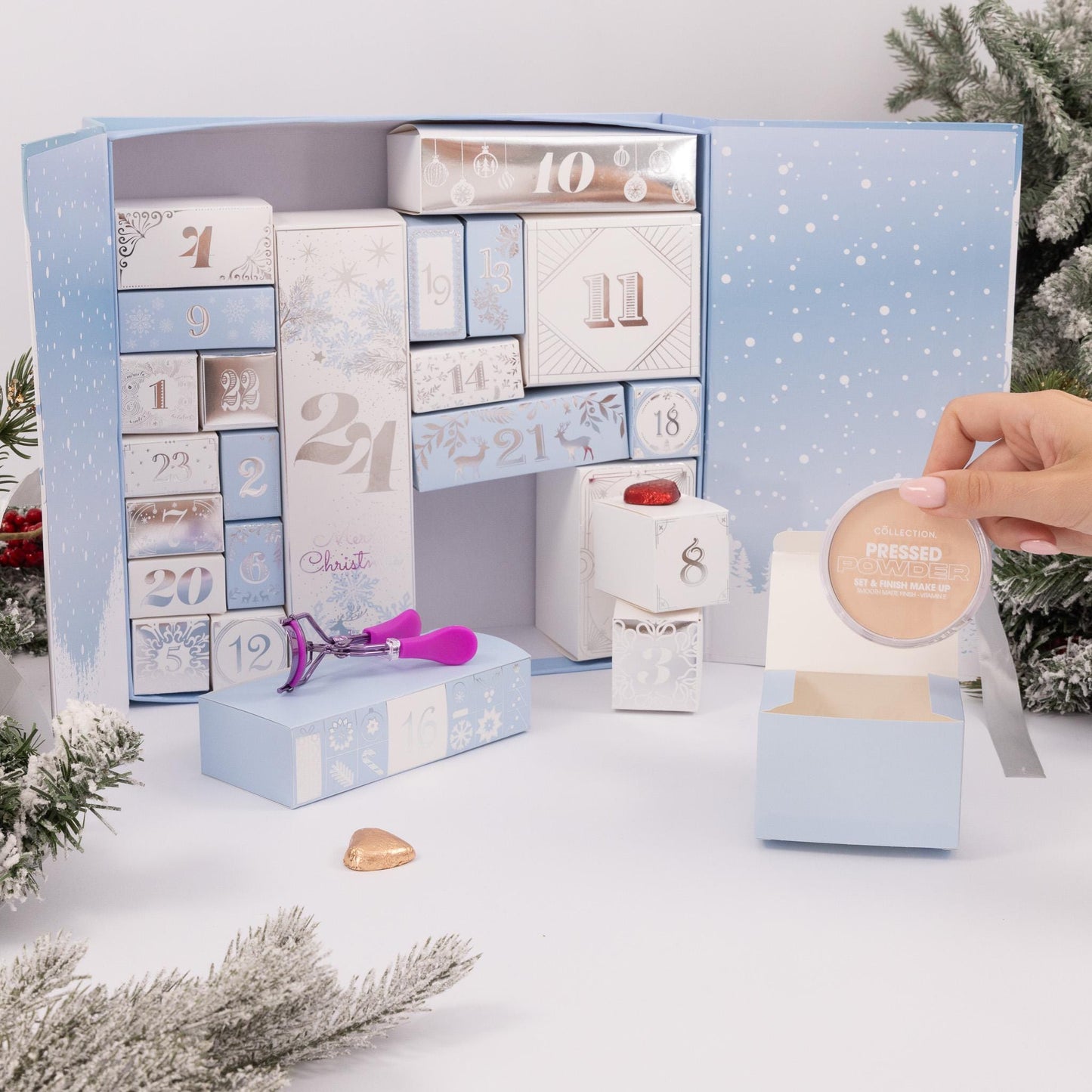 Christmas Advent Calendar Fill your Own 1-24 Day Boxes Luxury Countdown Blue