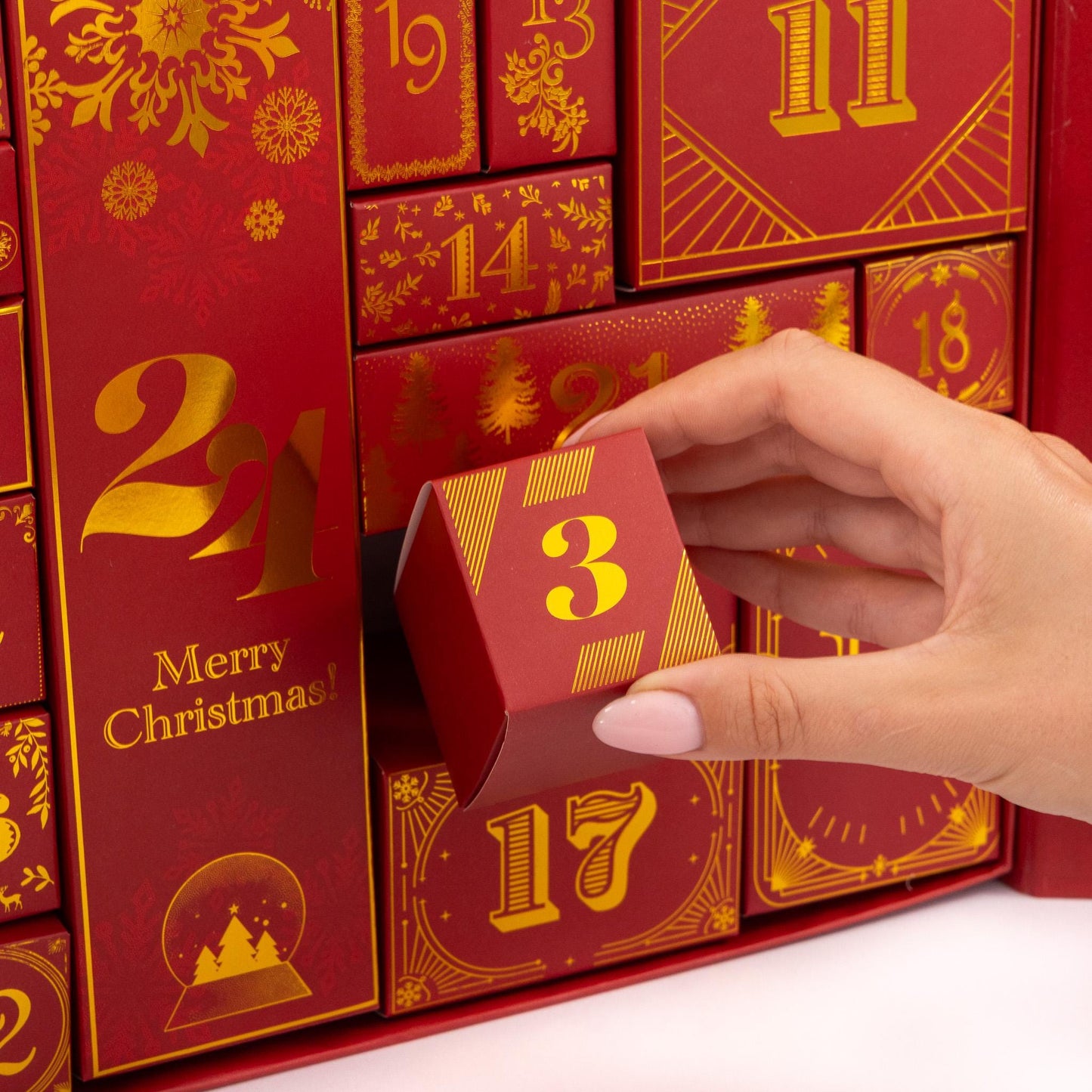 Christmas Advent Calendar Fill your Own 1-24 Day Boxes Luxury Countdown red