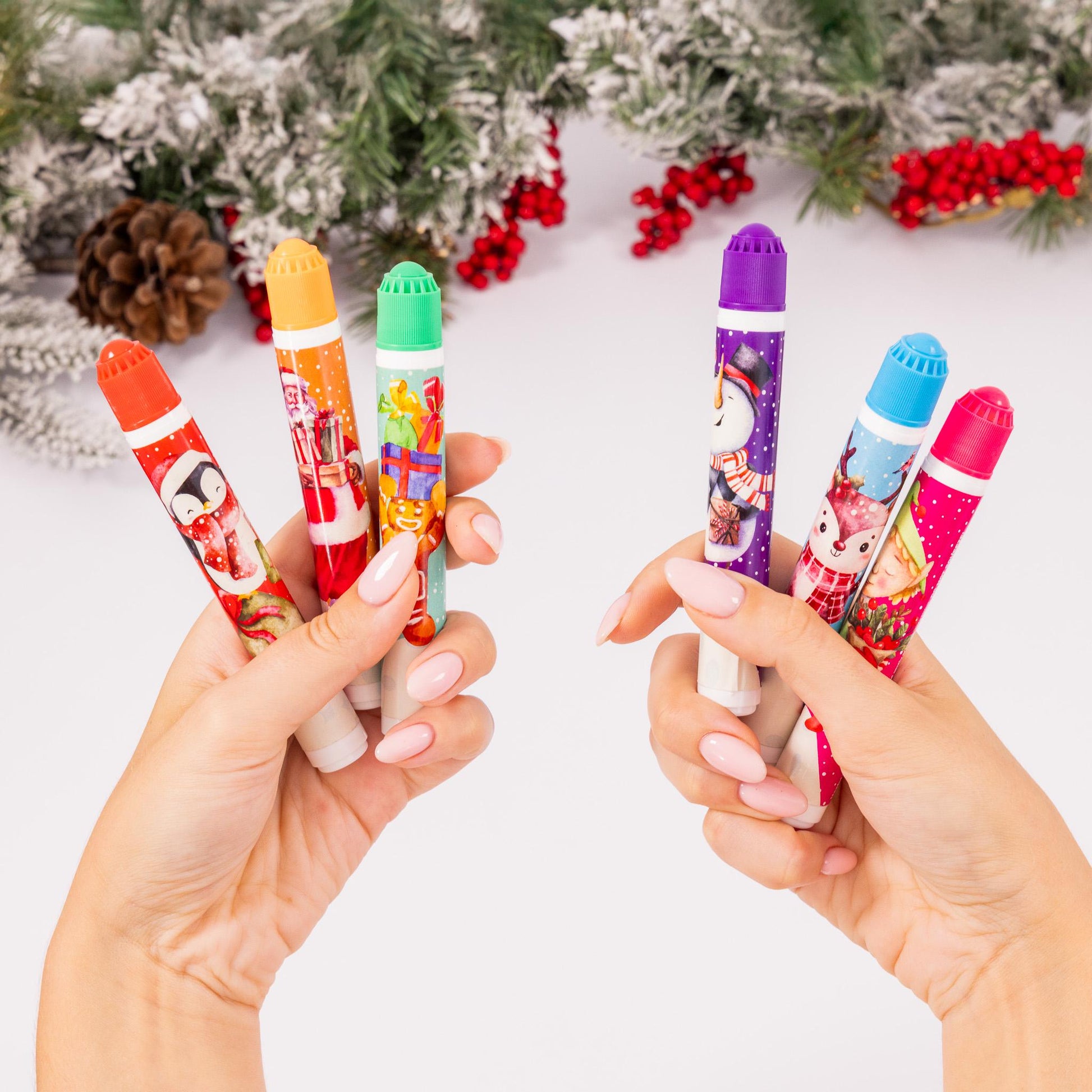 6 Christmas Bingo Dabbers Felt Markers Mixed Pens Ticket Dobbers Non Drip Job Etsy