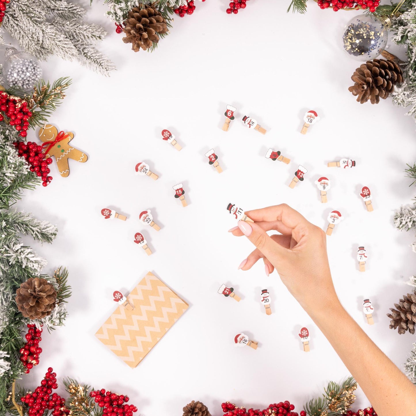 24 Advent Calendar Pegs Numbered Make Your Own Calendar Craft Santa Etsy