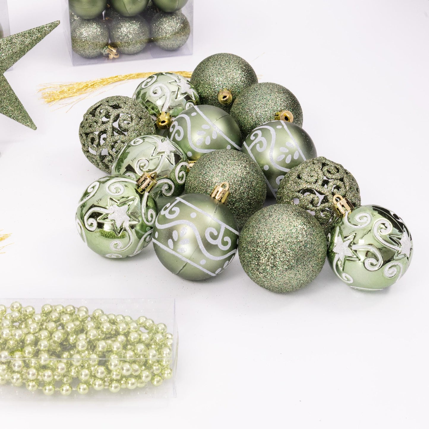 100 Christmas Baubles Tree Hanging Balls Xmas Party Beads Ornament green Etsy