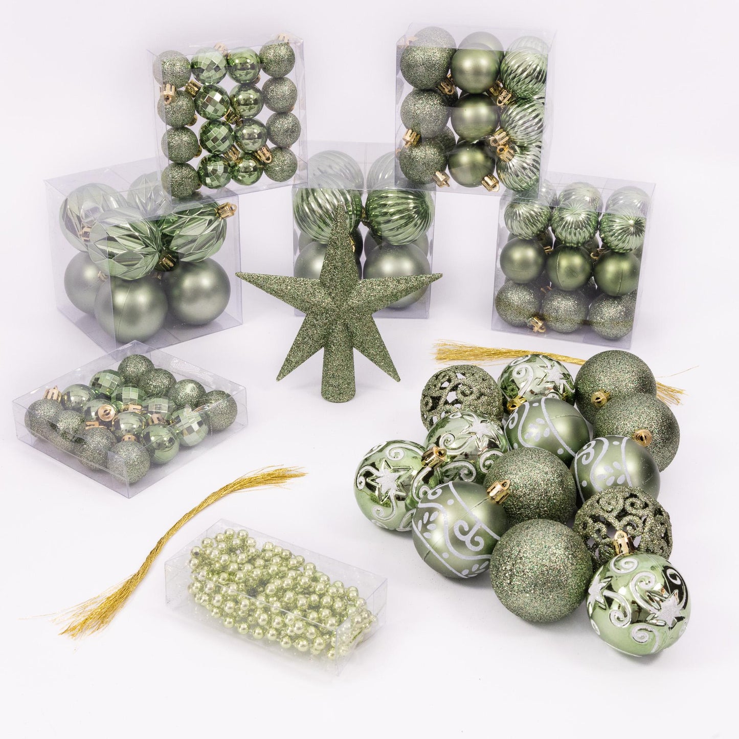100 Christmas Baubles Tree Hanging Balls Xmas Party Beads Ornament green Etsy