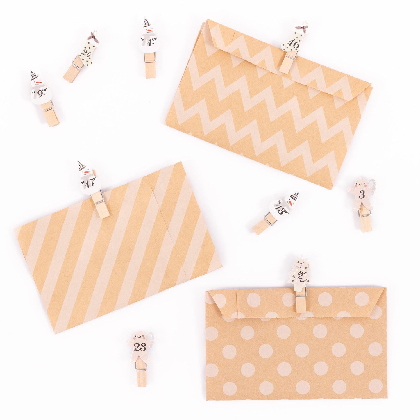 24 Advent Calendar Pegs Numbered Make Your Own Calendar Craft Pink Stockings Etsy