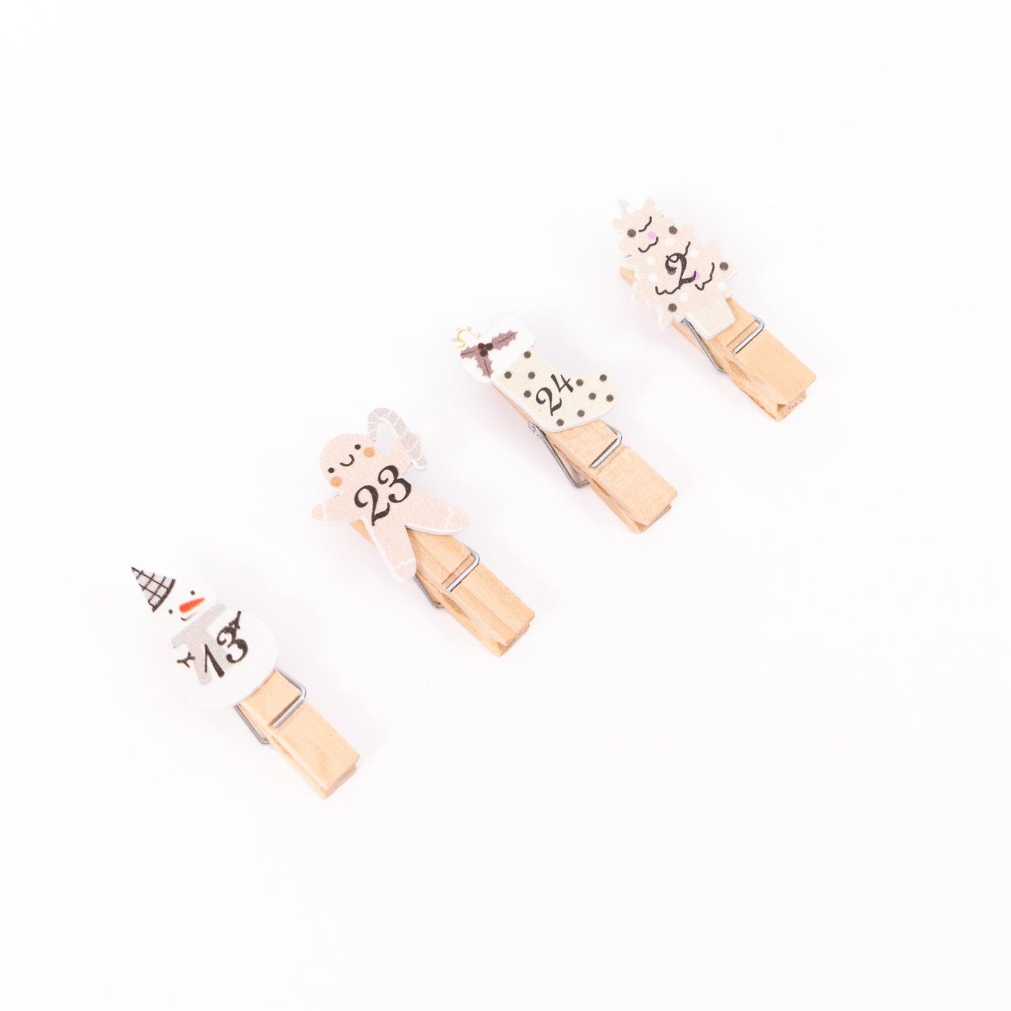 24 Advent Calendar Pegs Numbered Make Your Own Calendar Craft Pink Stockings Etsy