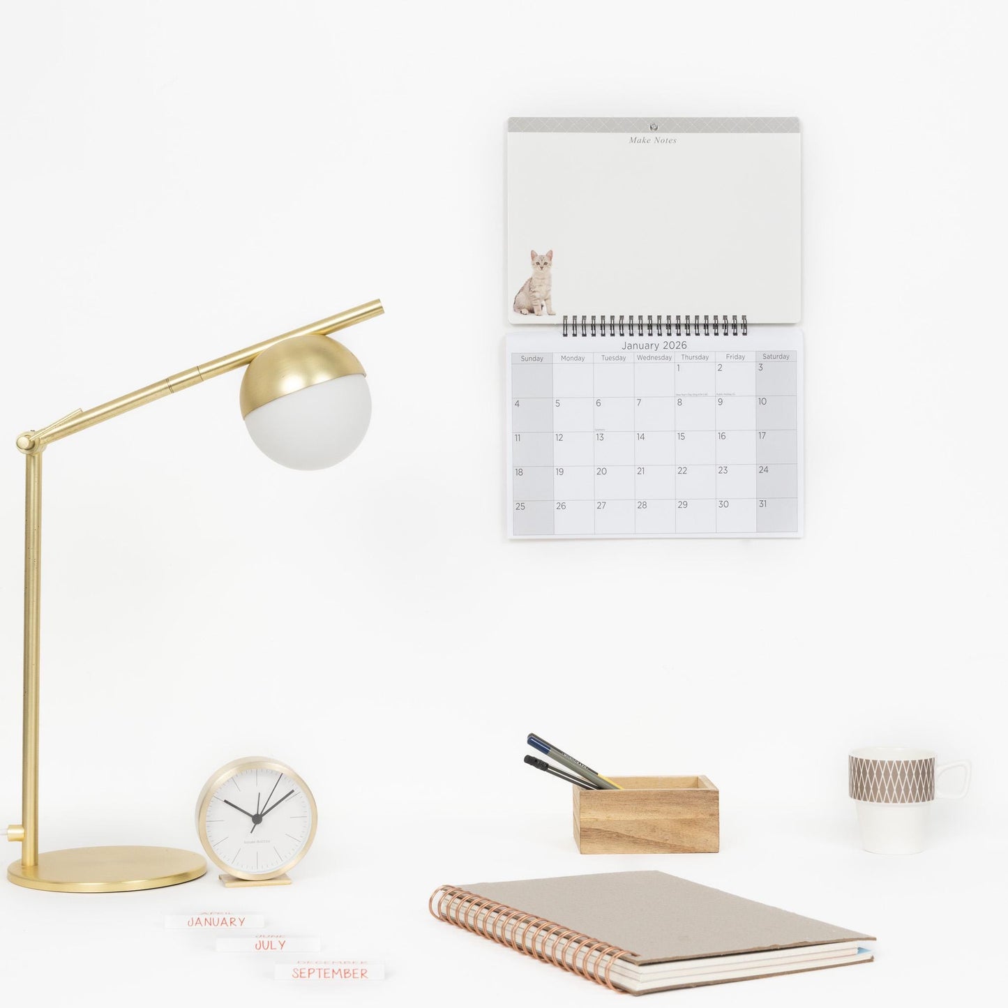 2026 Kitten Monthly Memo Board Wall Calendar Family Organiser White Board & Pen Etsy