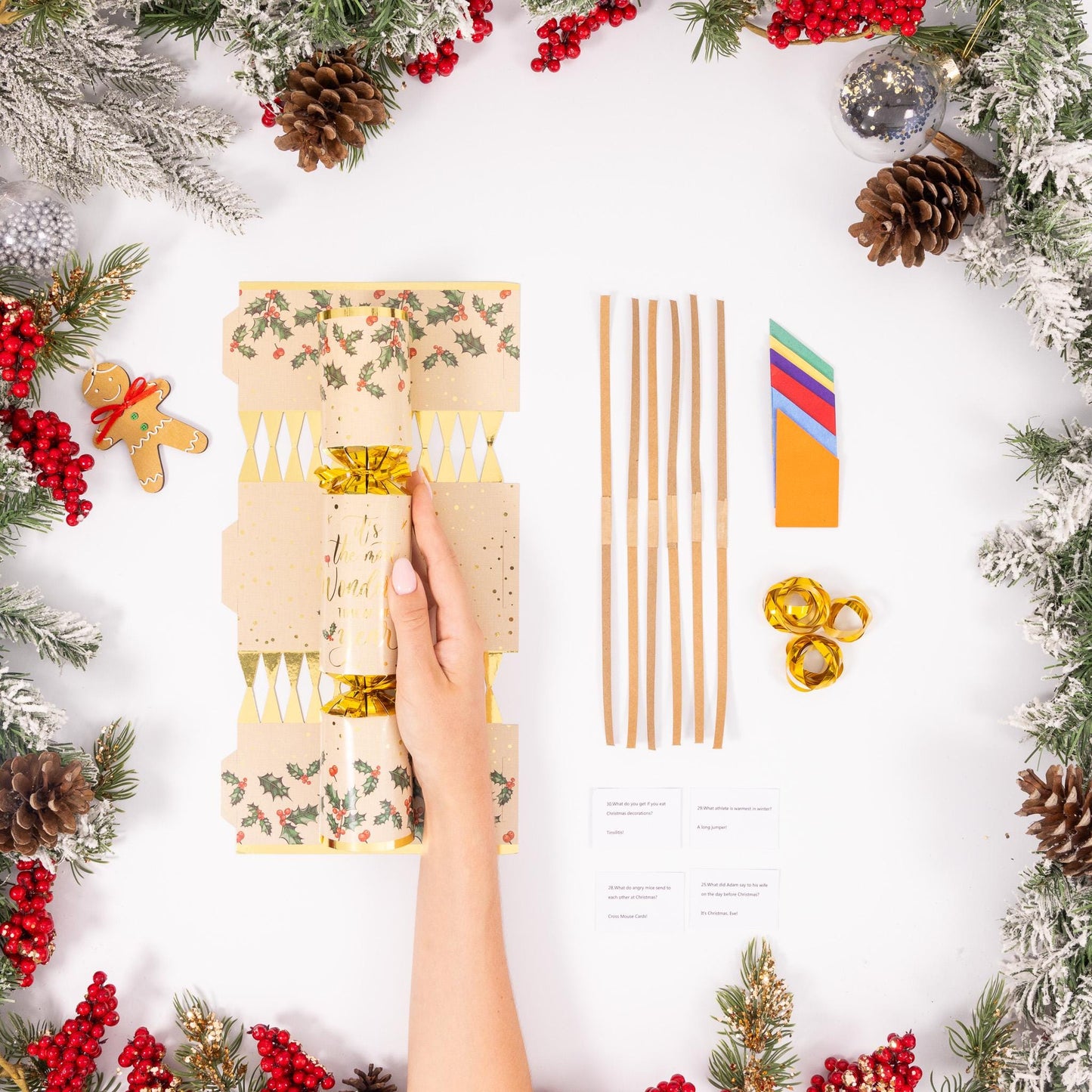 Christmas Cracker Make Fill Your Own kit Makes 6 Crackers Hats Joke Holly Design Etsy