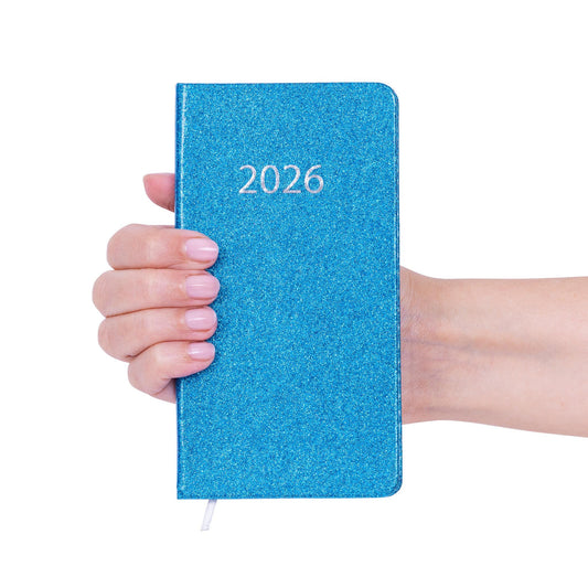 2026 Diary Slim Glitter Week to View Diaries Full Year Journal Planner Blue Etsy