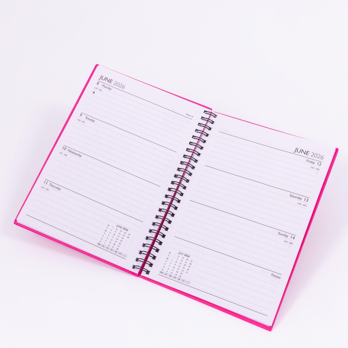 2026 A5 Week To View Diary Full Year Planner Desk Organiser Spiral Hardback Book
