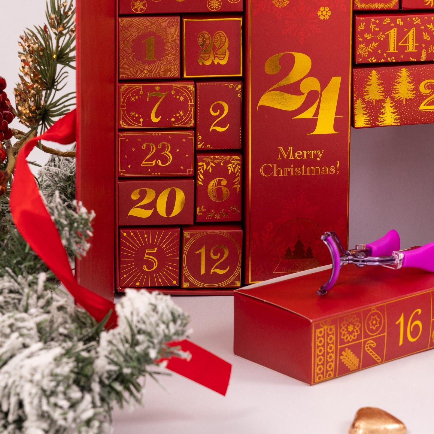 Christmas Advent Calendar Fill your Own 1-24 Day Boxes Luxury Countdown red