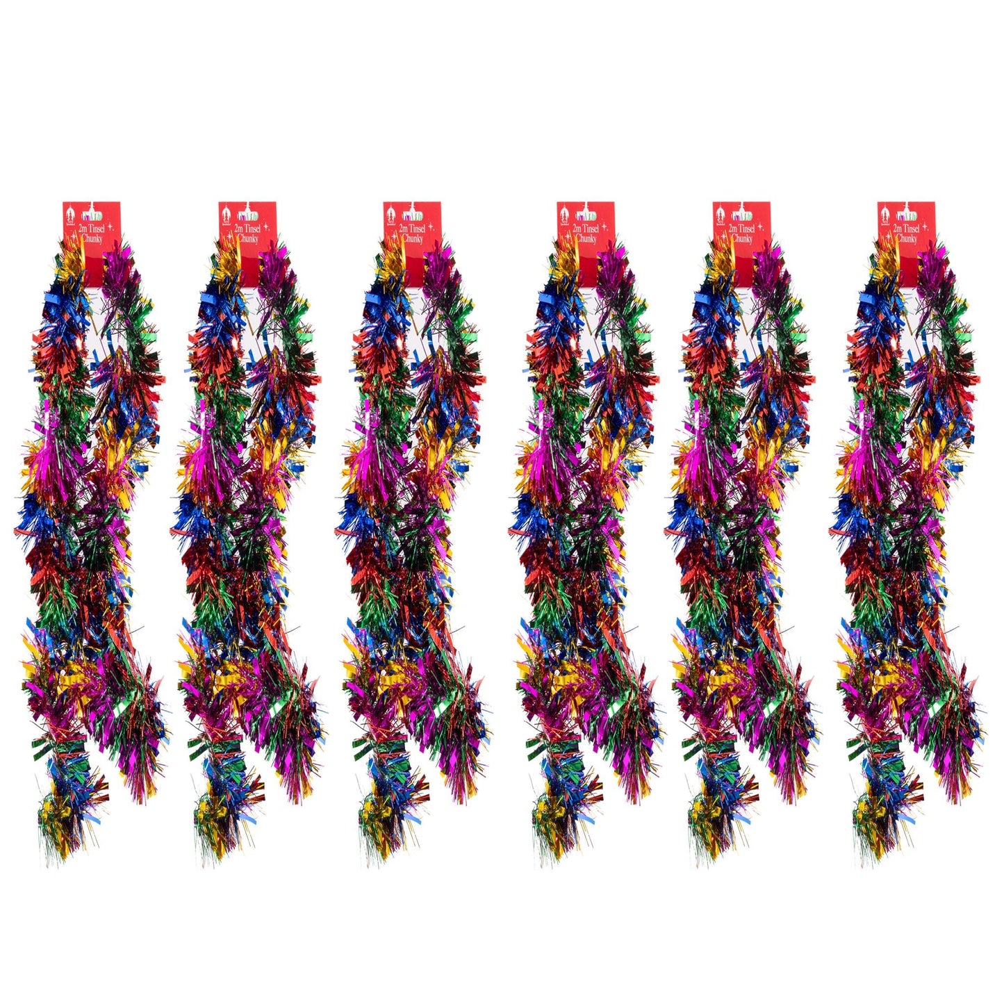 6 X 2M Chunky Tinsel Christmas Tree party Home Xmas Decoration Garland 12 Metre rainbow Etsy