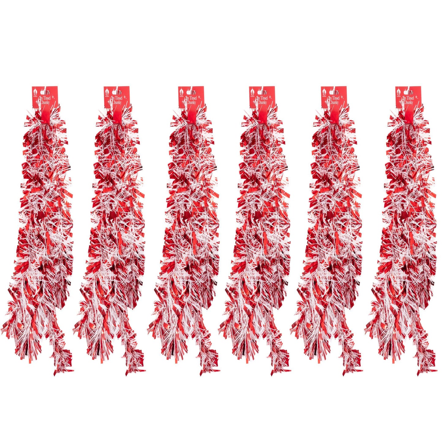 6 X 2M Chunky Tinsel Christmas Tree party Home Xmas Decoration Garland 12 Metre (Red and White) Etsy