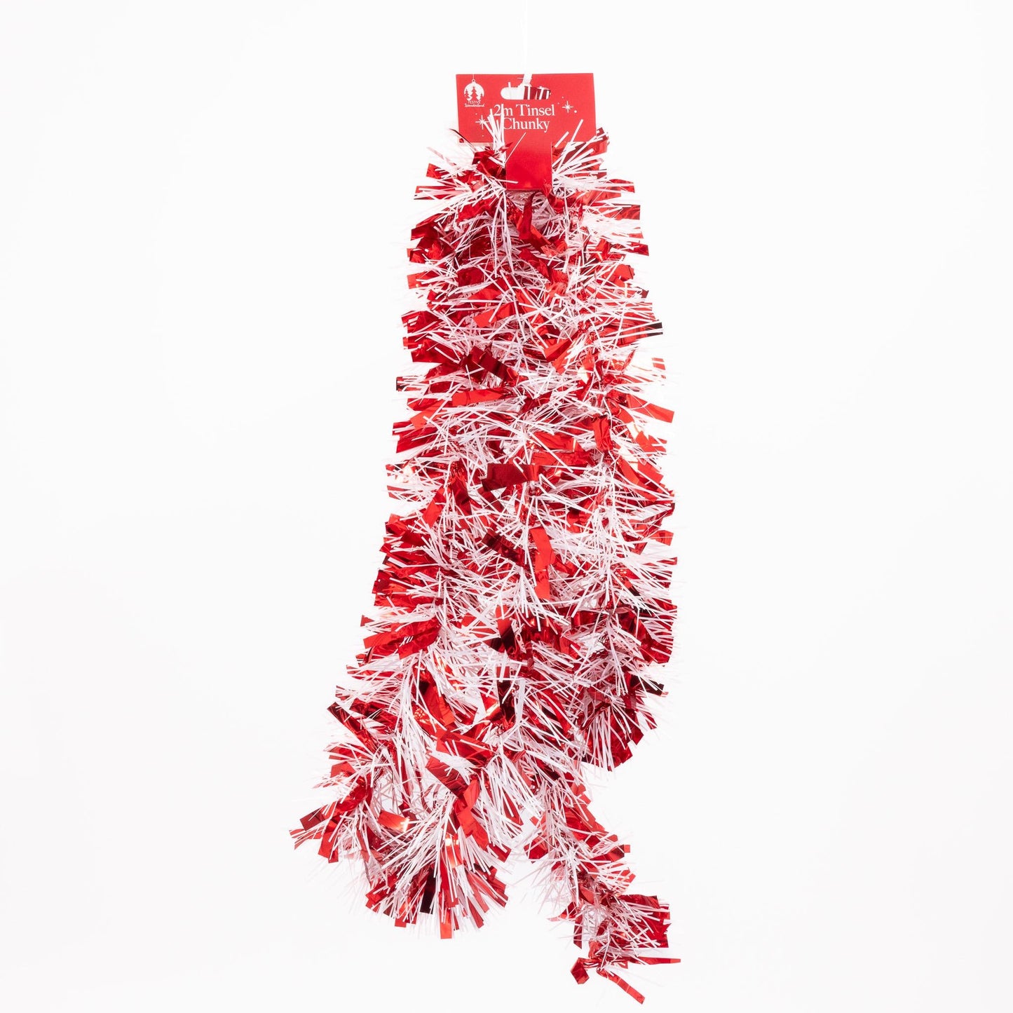 6 X 2M Chunky Tinsel Christmas Tree party Home Xmas Decoration Garland 12 Metre (Red and White)