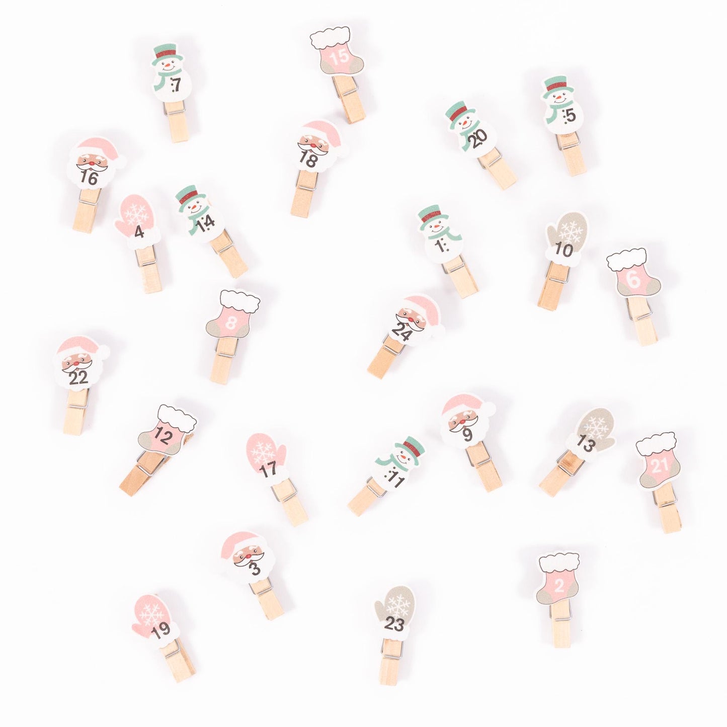 24 Advent Calendar Pegs Numbered Make Your Own Calendar Etsy