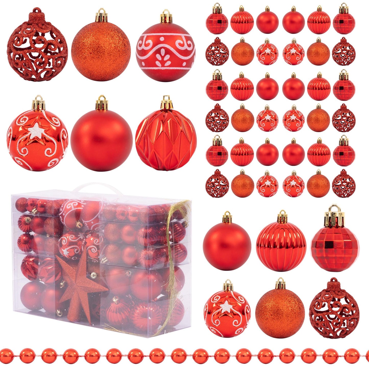 100 Christmas Baubles Tree Hanging Balls Xmas Party Beads Ornament Red Etsy
