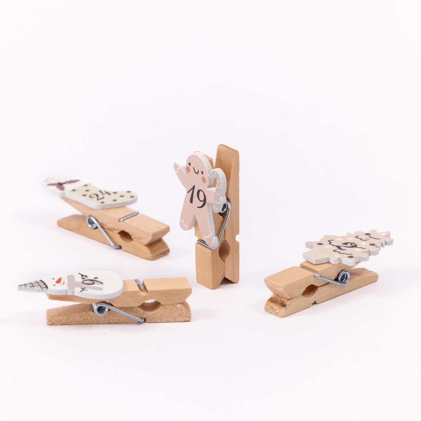 24 Advent Calendar Pegs Numbered Make Your Own Calendar Craft Pink Stockings Etsy