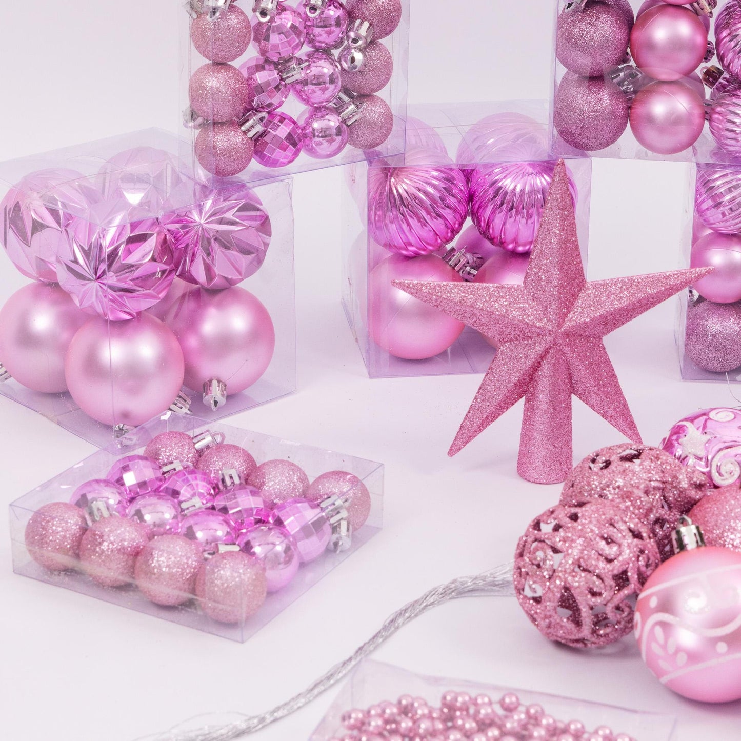 100 Christmas Baubles Tree Hanging Balls Xmas Party Beads Ornament Pink Etsy