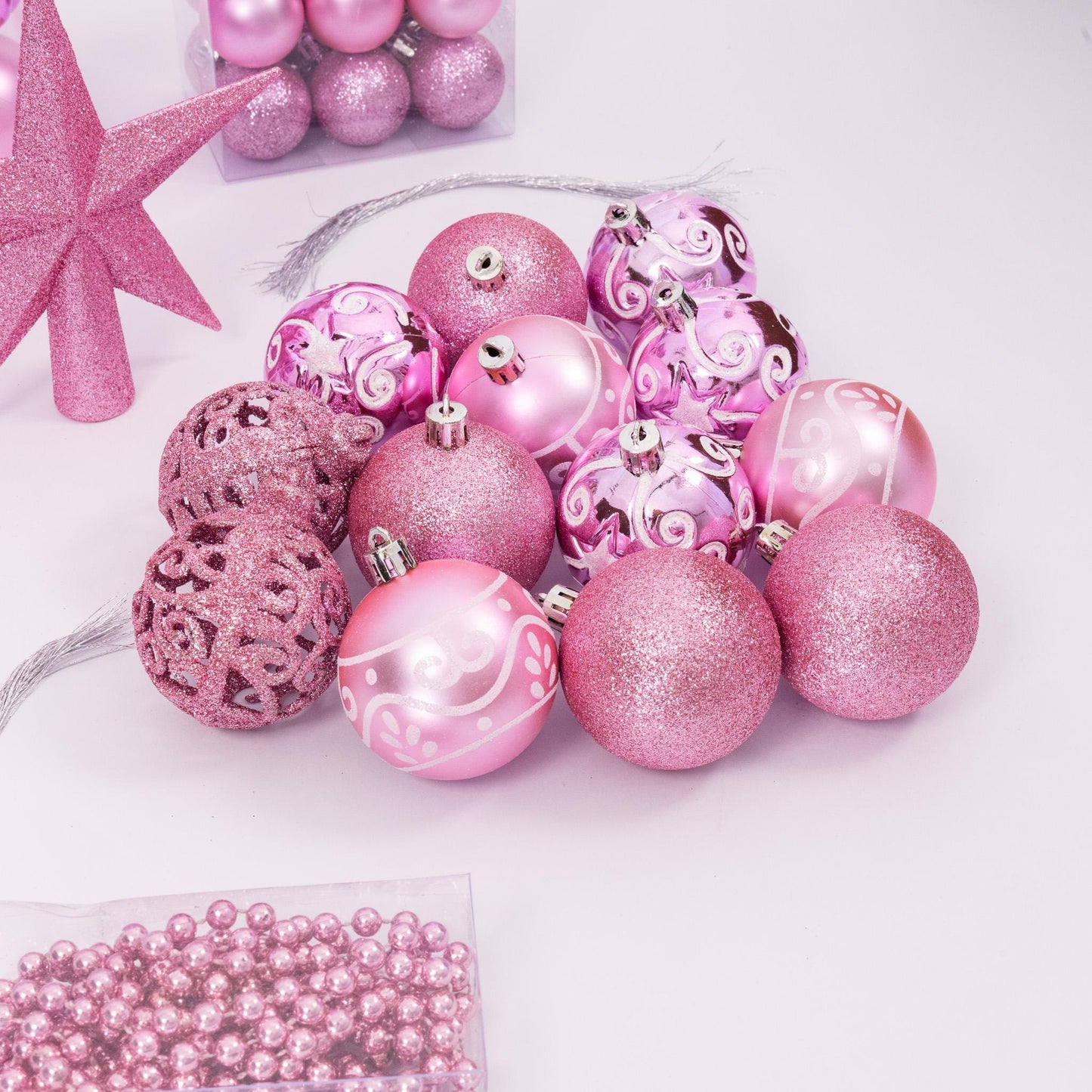 100 Christmas Baubles Tree Hanging Balls Xmas Party Beads Ornament Pink Etsy