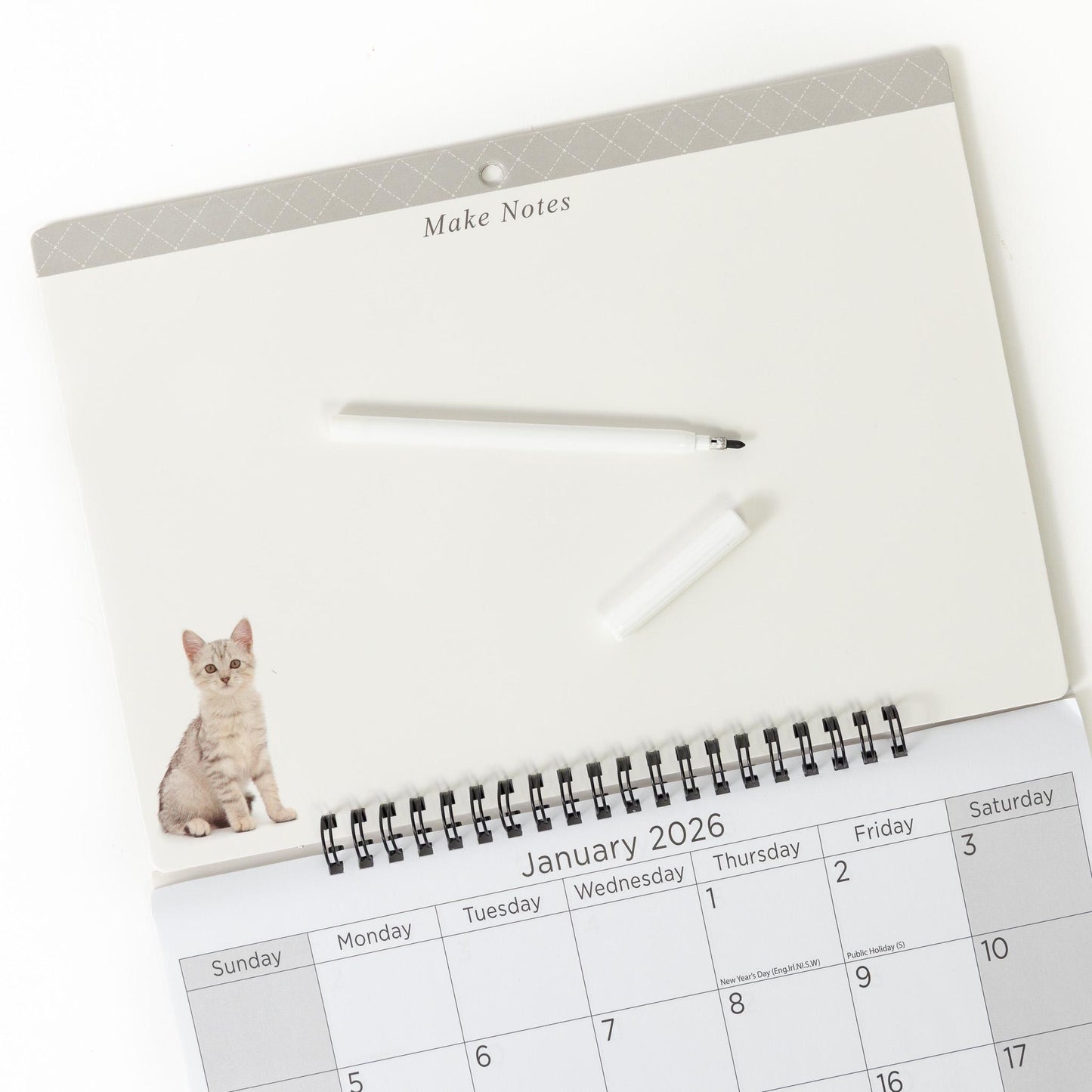 2026 Kitten Monthly Memo Board Wall Calendar Family Organiser White Board & Pen Etsy