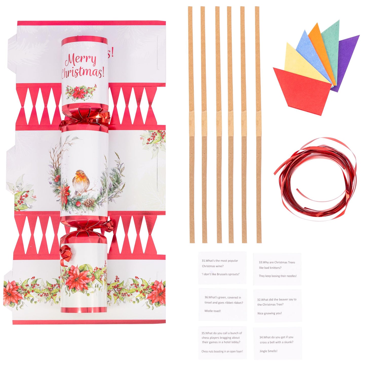 Christmas Cracker Make Fill Your Own kit Makes 6 Crackers Hats Joke Robin Etsy