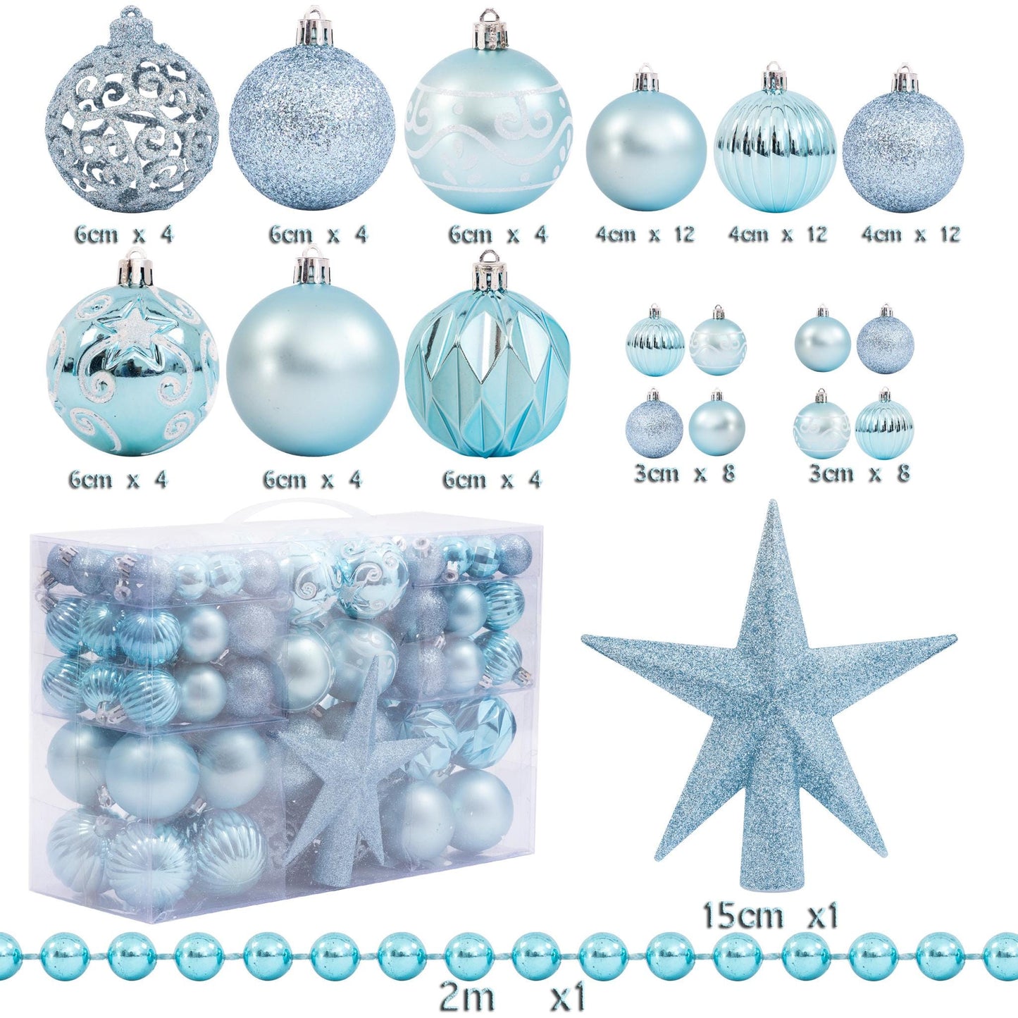 100 Christmas Baubles Tree Hanging Balls Xmas Party Beads Ornament sky Etsy