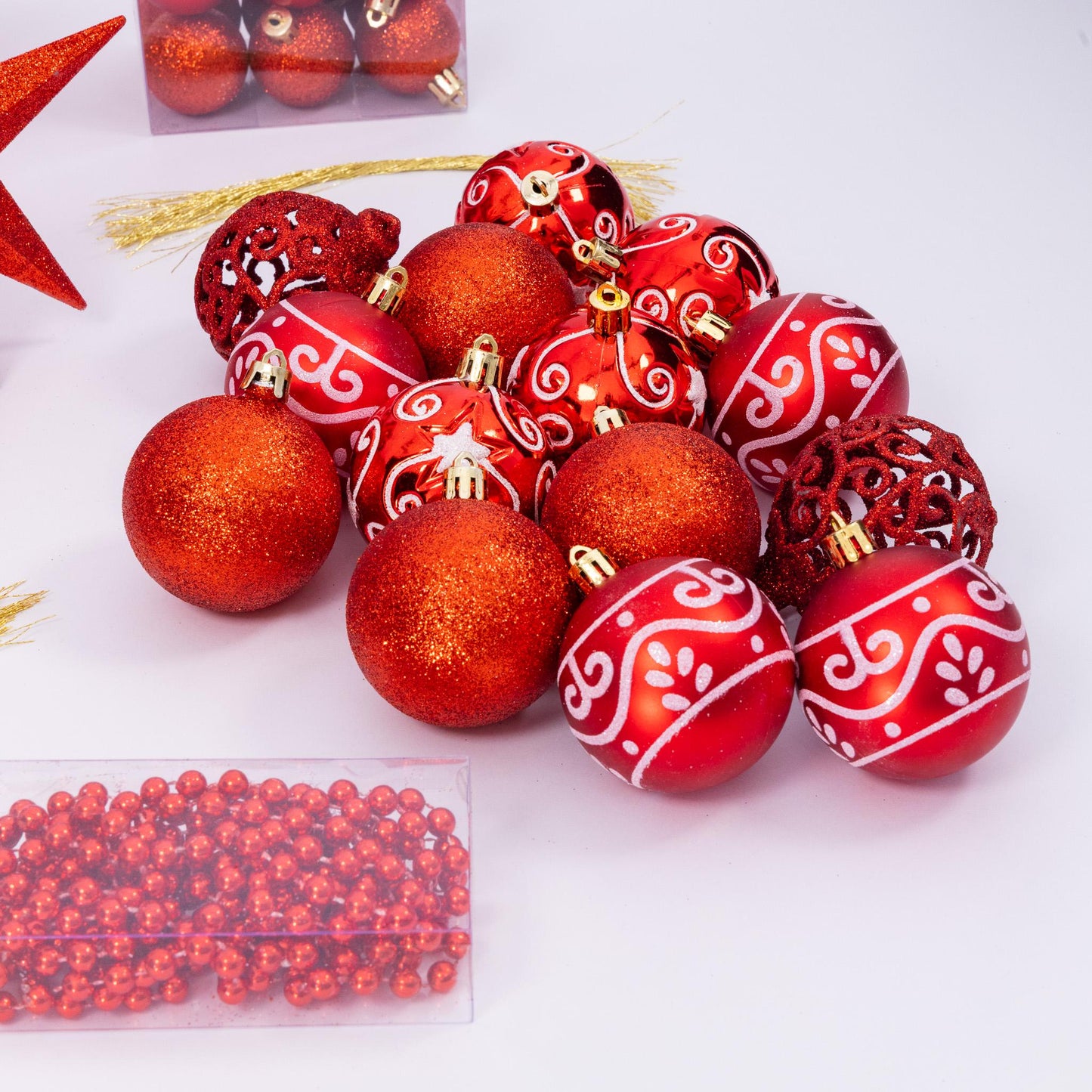 100 Christmas Baubles Tree Hanging Balls Xmas Party Beads Ornament Red Etsy