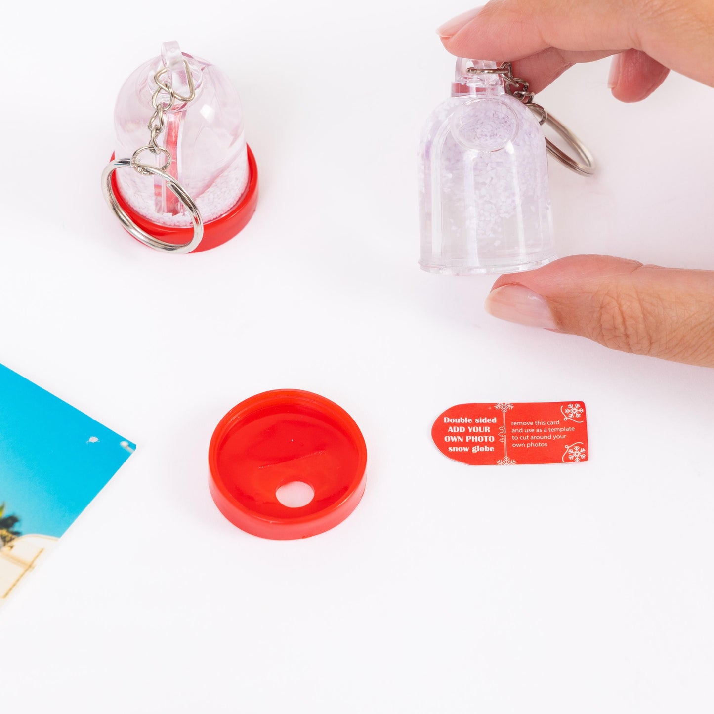 Keyring Christmas Snow Globe Insert Add Your On Photo Double Sided Plastic Etsy